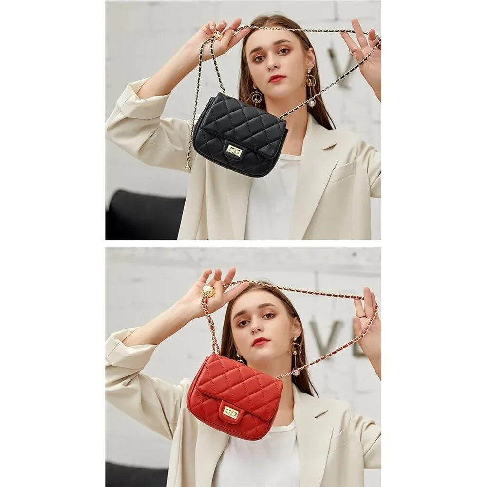 Leather Quilted Crossbody Purse Small Bag Women Stylish Gift